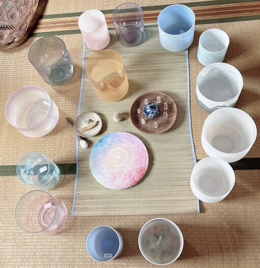 10/12　天空の音浴会～生駒山にて、32個のクリスタルボウルと倍音楽器によるサウンドバス